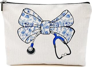 BQXH Nurse Gifts, Blue Bow Makeup Bag, Nurse Accessories Funny Horse Cosmetic Bag, Doctor Gift Nursing Travel Organizer Zi...