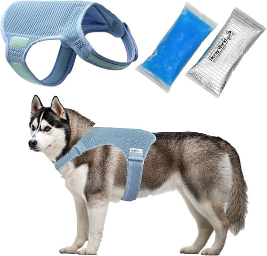 Horay World Cooling Vest for Dogs - Dog Cooling Vest with Innovative Cooling Packs (L, Light Blue)