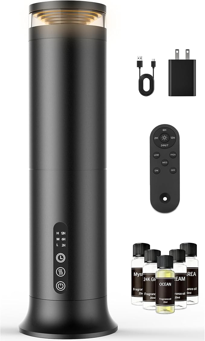 Waterless Scent Diffuser Starter Kit – Two-Fluid Nano Tech 1000 Sq Ft Coverage, Aromatherapy Essential Oil Diffuser for Ho...