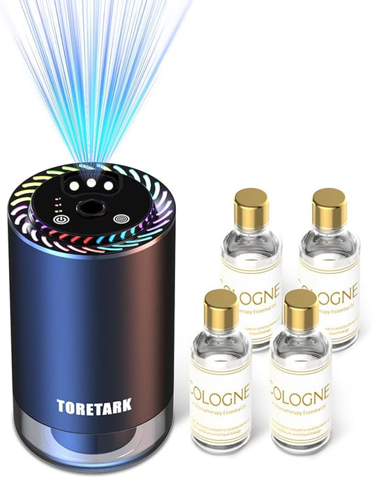 Smart Car Air Freshener with Star Light & 200ml Diffusers Oil Refills, Auto On/Off Aroma Diffuser, 3 Adjustable Mist Modes...