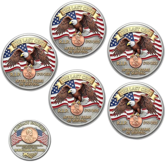 5PCS The Last Cent Legacy Collection Commemorative Coin,Patriotic Eagle Design, Collector Keepsake Gifts, Non-Currency Dis...