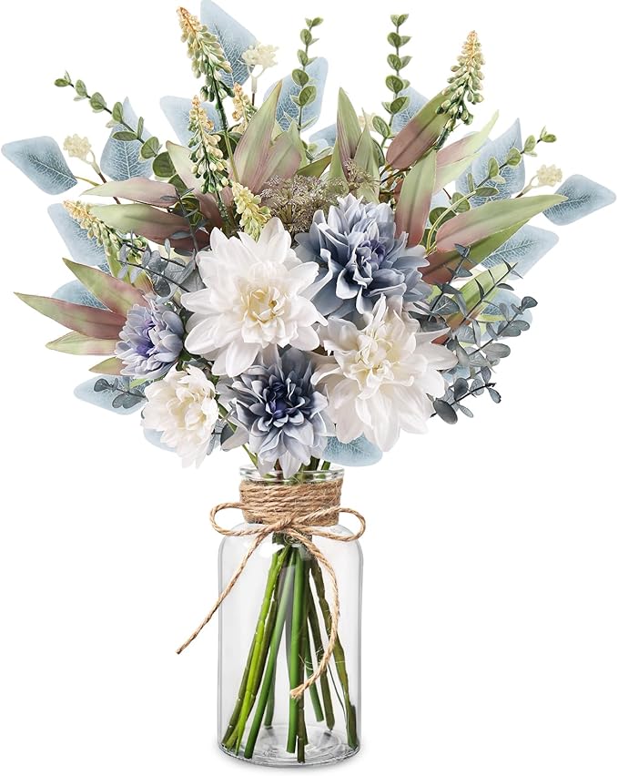 Fake Flowers in Vase Artificial Flowers Coffee Table Decor, Faux Flowers in Vase, Flower Arrangements Artificial Plants Si...