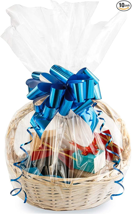 Morepack Large Cello/Cellophane Bags,30x 40 Inches Clear Basket Bags OPP Plastic Cellophane Wrap for Gift Baskets Packagin...