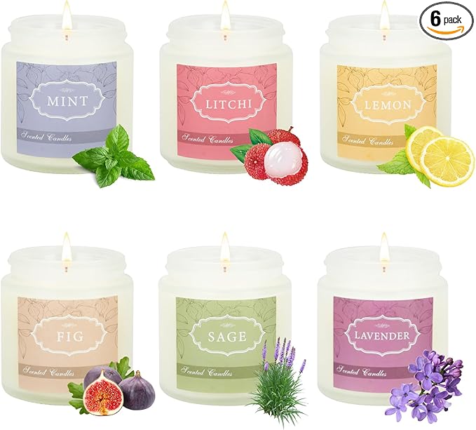 6 Pack Candles for Home Scented,Jar Candles,Lavender Candle,Aromatherapy Candle Gifts Set for Women,Long Lasting Scented C...