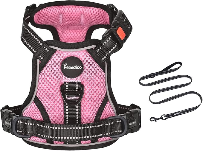 Petmolico No Pull Dog Harness and Leash Set, No Choke 4 Leash Attchments Easy Control Handle Soft Padded Reflective Vest D...