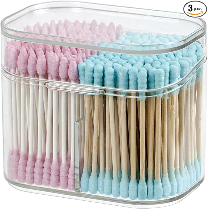 Clear Bathroom Organizer, 2-Size Essentials Set for Hail Accessories & Beauty Supplies,Cotton Swabs,Balls,Pads - Small Cle...