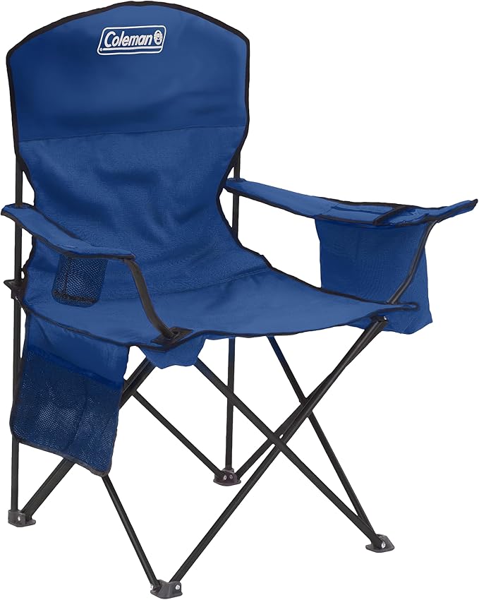 Coleman Portable Camping Chair with 4-Can Cooler, Cushioned Seat & Back with Side Pockets & Cup Holder, Carry Bag Include...