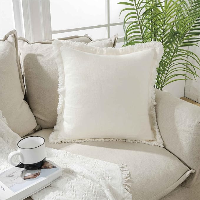 ATLINIA Decor Throw Pillow Cover - Decorative Farmhouse 18x18 Inch Pillows Cover Linen Boho Cushion Cover for Bed Couch So...