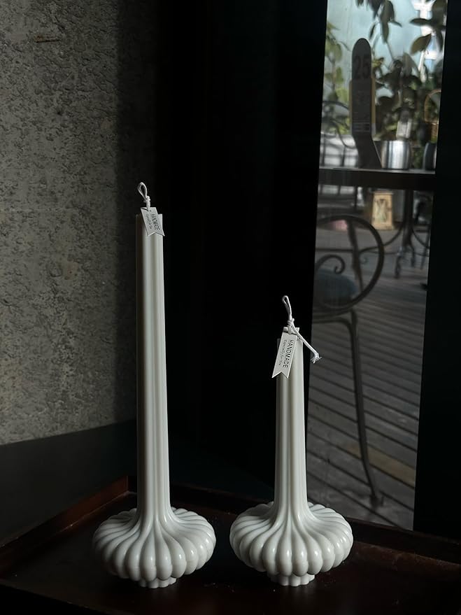Hyznengu Pumpkin Base Candle - Set of 2 Handmade Pillar Scented Soy Wax Candles, Elegant Aesthetic Home Decor for Women, H...