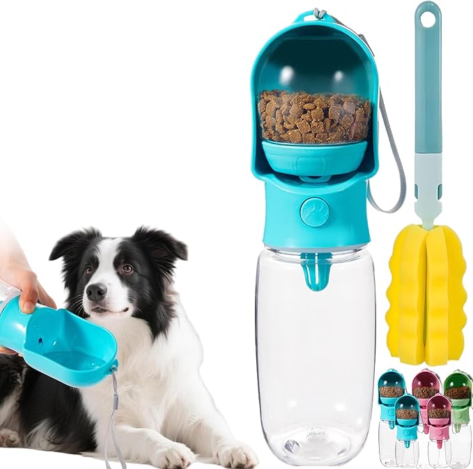 Dog Water Bottle with Food Storage Compartment Portable Pet Dispenser Dogs Stuff Water Bottle Puppy Supplies Portable Trav...
