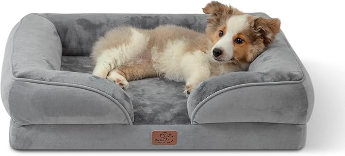 Bedsure Orthopedic Dog Bed Medium Size Dogs - Washable Small Medium Dog Cat Bed Waterproof, Comfort Cats Couch Sofa with W...