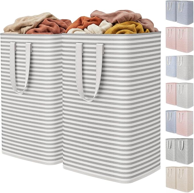 Lifewit 2 Pack Laundry Basket 80L Each, Collapsible Clothes Hamper with Reinforced Handles, Freestanding Waterproof Design...