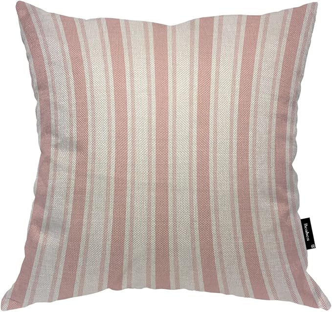 Beabes 18X18 Inch Pillowcase Pink Stripes, Abstract Pink White Vertical Parallel Stripes Comfortable Throw Pillow Case Squ...