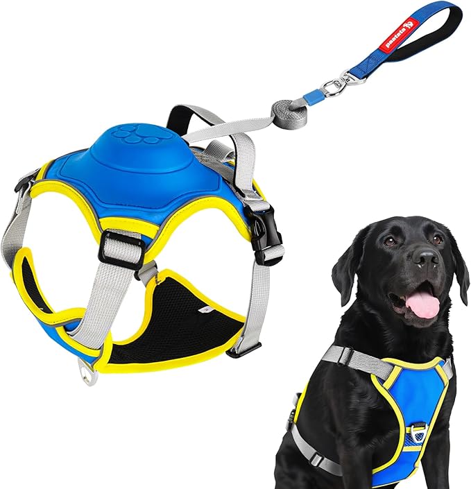 paatata No Pull Dog Harness, 2 in 1 Retractable Harness with Auto-Lock, Reflective Breathable Mesh and Handle, Adjustable ...