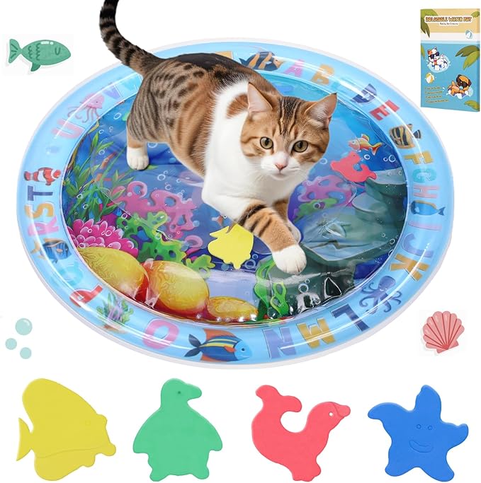 ZALALOVA Water Sensory Playmat for Cats, Thickened Upgraded Cat Dog Toys Bored Pet Animals Kicker Toys Self Play Mat, Inte...