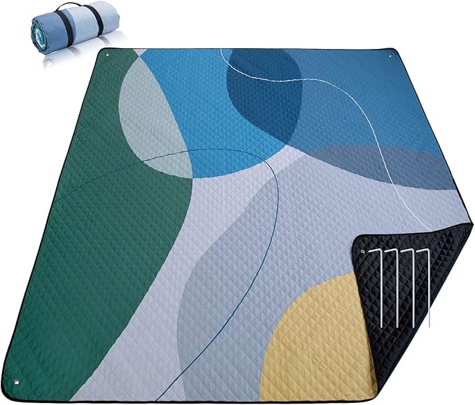 PY SUPER MODE Picnic Blankets Extra Large, Waterproof Foldable Outdoor Beach Blanket Oversized 83x79” Sandproof, 3-Layer P...
