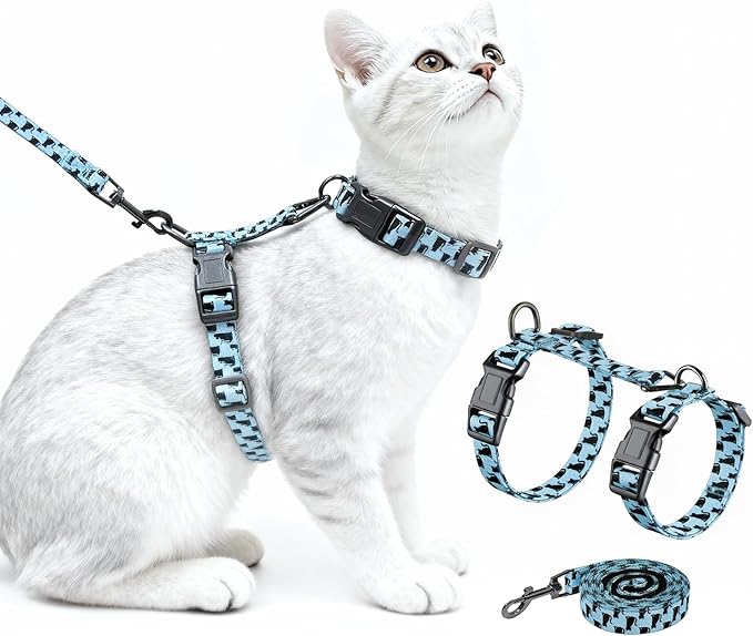 Halypet Cat Harness and Leash Set, Escape Proof 3-in-1 Adjustable Harness for Cats & Kitten, Soft Lightweight, Easy On & C...