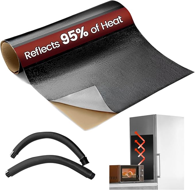 Heat Shield Automotive Aluminum Reflects 95% of Radiant Heat, 12" x 24" Stove Heat Shield to Protect Refrigerator, Heat Sh...