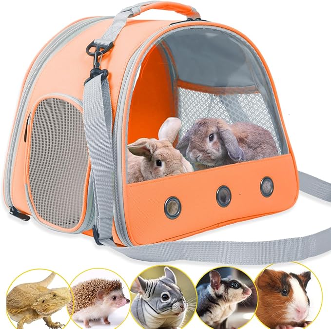 Rabbit Travel Carrier,Lizards Carrier, Small Animal Travel Bag for Bunny Sugar Glider Hedgehog Rat Parrot Bird Guinea Pig,...