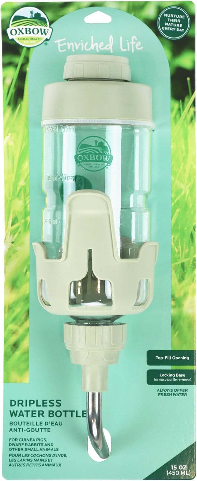 Oxbow Enriched Life Dripless Water Bottle, Guinea Pig Water Bottle, Rabbit Water Bottle, Essential Small Pet Accessory for...