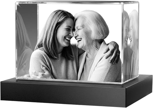 3D Crystal Photo Personalized Landscape - Custom Laser Engraved Crystal Picture Gift for Mom Wife Her, Mother's Day Birthd...