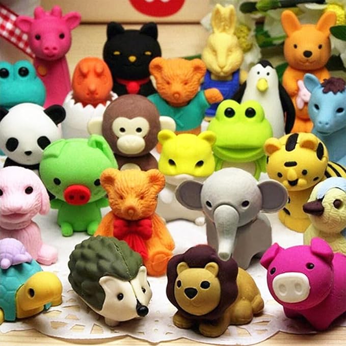 URSKYTOUS 35Pcs Animal Erasers Desk Pets for Kids Animal Pencil Erasers Bulk Puzzle Eraser Toys Gifts for Classroom Prize...