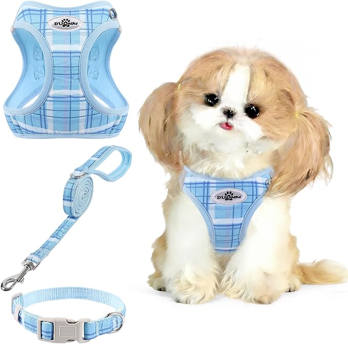 Gyuzh Dog Harness and Leash Set for Puppies - 3 Pieces Step in No Pull Vest & Collar, Extra Small Kitten Harness, Breathab...