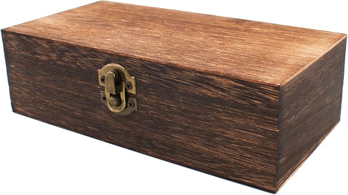 HingoFuni Wood Storage Box with Lid Solid Wood Container Box Decorative Table Large Rectangular Smooth Rustic Style Store ...