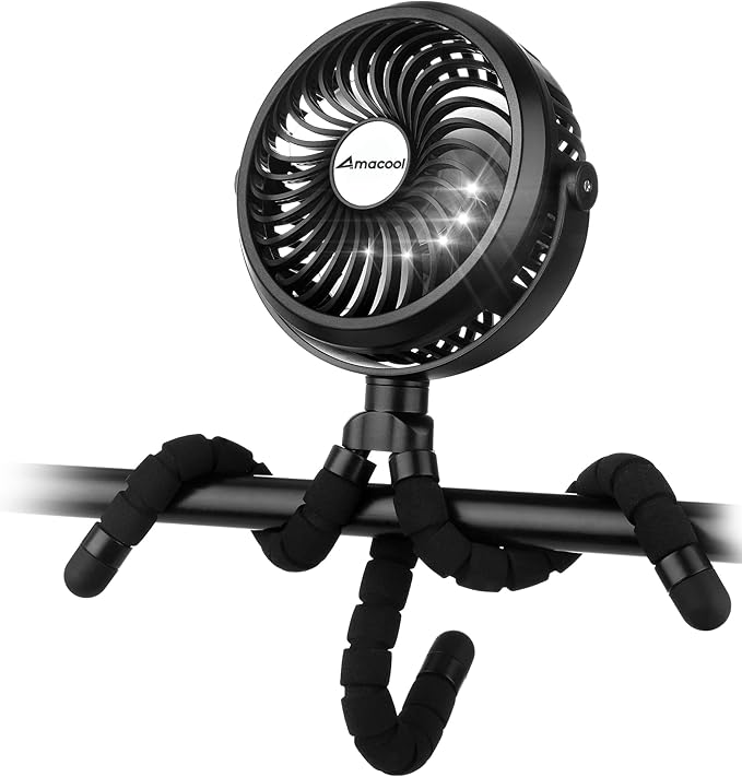 AMACOOL Battery Operated Stroller Fan, Baby Travel Essentials for Beach Disney, Newborn Boy & Girl Showers Gifts Registry ...