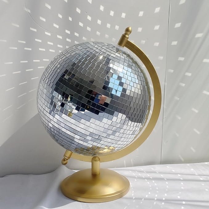 MFGDISCO Disco Ball Globe Home Decor Statues Classic Tabletop Art Sculpture Gold Discoball Unique Western Modern Decorativ...