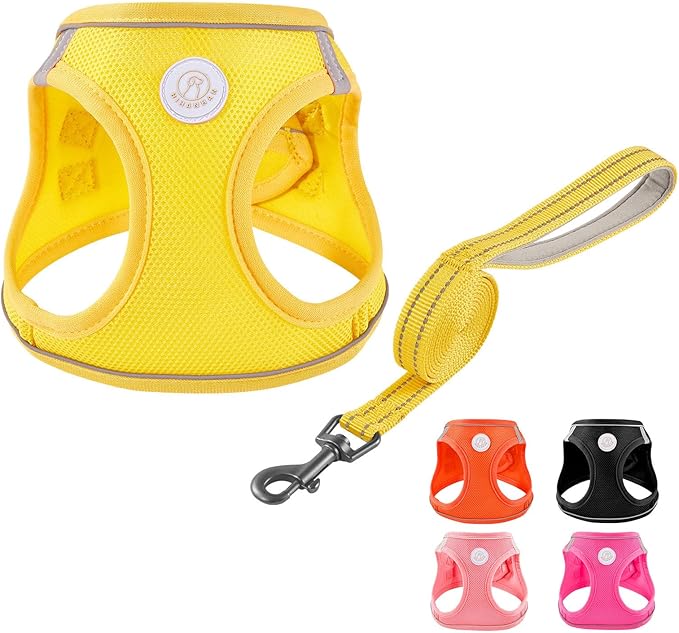 HIHANHAN Soft Mesh Dog Harness and Leash Set, No Pull Puppy Harness and Leash Set, Reflective Step in Harness for Small Me...