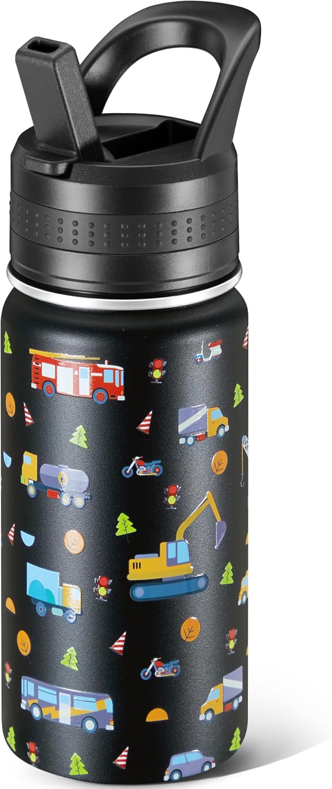 14 Oz Kids Water Bottle, Stainless Steel Water Bottle with Straws, Leak-Proof, BPA-Free, Insulated Water Bottles for Schoo...