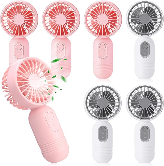 Rossesay 6 Pcs Mini Portable Fan Bulk Cute Handheld Lightweight Small Little Personal Hand Eyelash Fan 3 Speeds USB Rechar...