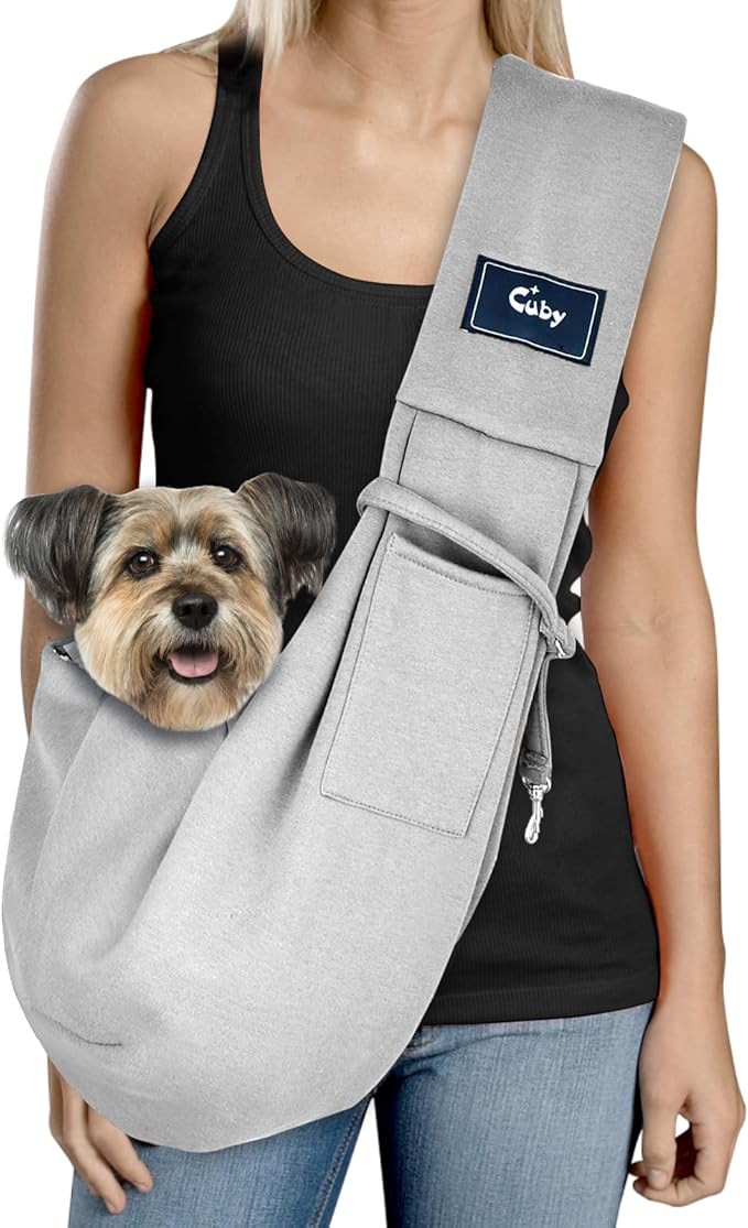 CUBY Dog and Cat Sling Carrier - Hands Free Reversible Pet Papoose Bag - Soft Pouch and Tote Design - Suitable for Puppy, ...