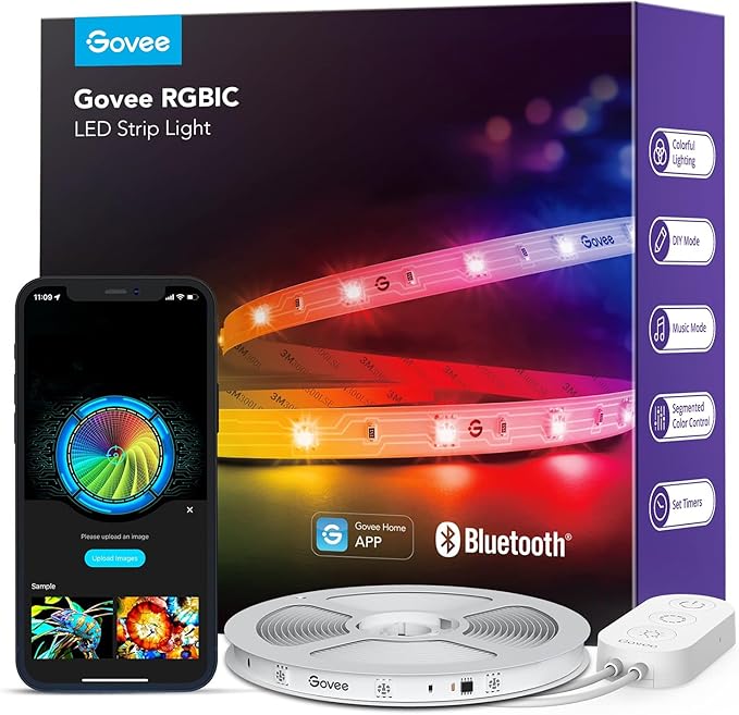 Govee RGBIC LED Strip Lights, Smart LED Lights for Bedroom, Bluetooth LED Lights APP Control, DIY Multiple Colors on One L...