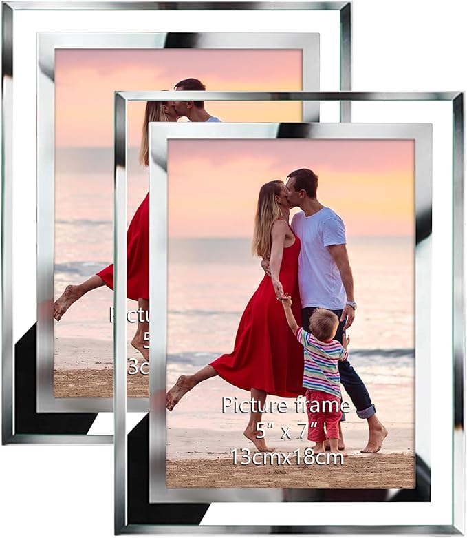 Giftgarden 5x7 Picture Frames Modern 5 by 7 Inch Glass Picture Frame Friends Gifts for 5x7 Photos Display, Pack of 2