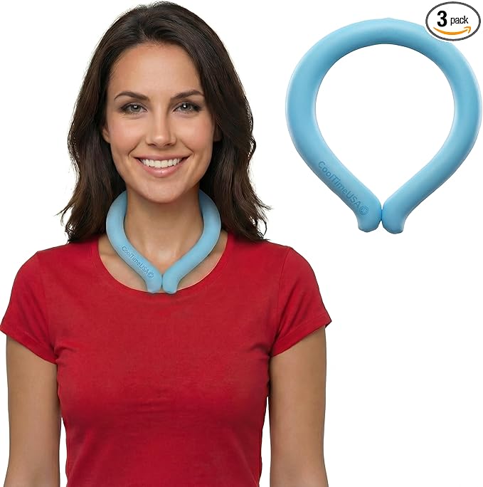 Set of 3 - Neck Cooling Tube for Heat Relief | Reusable Cooling Neck Ring | Wearable ice Pack for hot Weather | Ice wrap f...