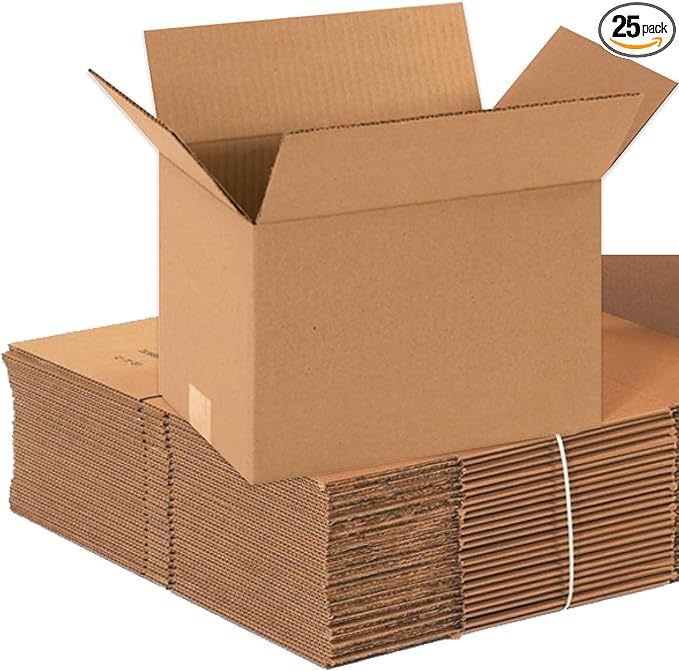 AVIDITI 12 x 8 x 8 Corrugated Cardboard Boxes, Small 12"L x 8"W x 8"H, Pack of 25 | Shipping, Packaging, Moving, Storage B...