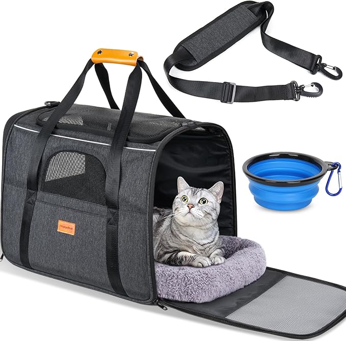 Morpilot Cat Carrier - Cat Carrier Soft for Medium or Large Cats up to 20lbs, with Dual-Sided Cushion, Secure Buckle and F...