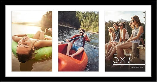 Americanflat 5x7 Picture Frame Collage with Shatter-Resistant Glass - Fits Three 5x7 Photos or Use as One 8x16 Frame - Sig...