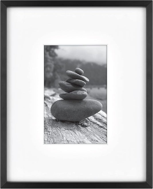 MCS Master & Co. Foundry Metal 8x10 Matted Picture Frame with 4x6 Photo Display, Black Vertical & Horizontal Wall Hanging ...