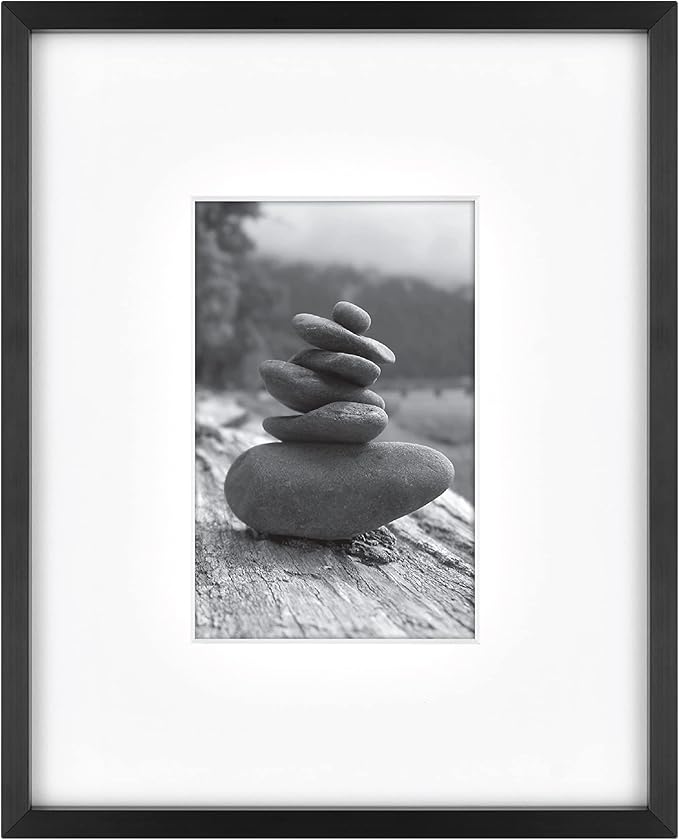 MCS Master & Co. Foundry Metal 8x10 Matted Picture Frame with 4x6 Photo Display, Black Vertical & Horizontal Wall Hanging ...