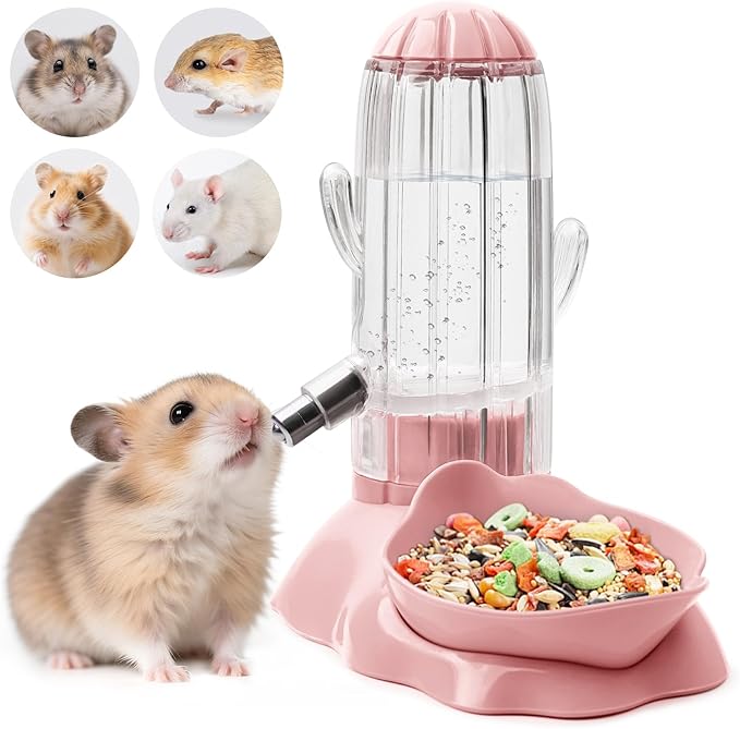 VANNON 2 in 1 Hamster Feeder Small Animal Water Bottle & Food Bowl Water Dispenser & Food Dish Bowl for Hamster, Small Mic...
