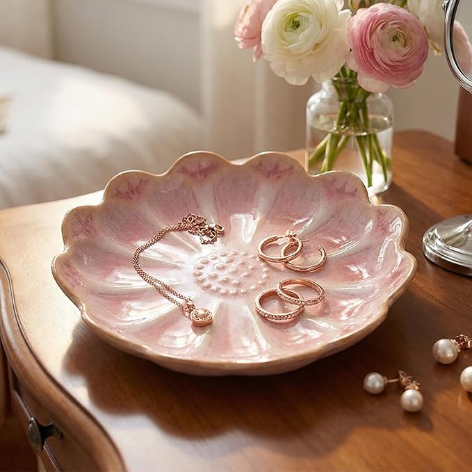 Room Decor Jewelry Ring Tray-Organizer Dish for Rings, Necklaces, and Accessories, Elegant Vanity Tray for Home