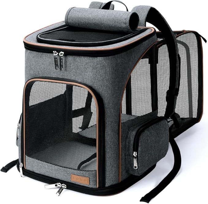Lekereise Cat Backpack Expandable Pet Carrier Backpack for Small Cats and Dogs, Airline-Approved Foldable Dog Carrier Back...