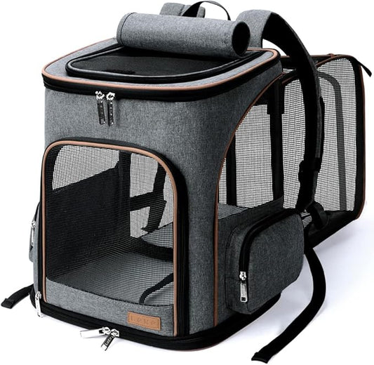 Lekereise Cat Backpack Expandable Pet Carrier Backpack for Small Cats and Dogs, Airline-Approved Foldable Dog Carrier Back...