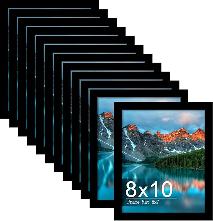 Picrit 8x10 Picture Frame Set of 12, Display 5x7 with Mat or 8x10 without Mat, Photo Frames for Wall Mounting or Table Top...