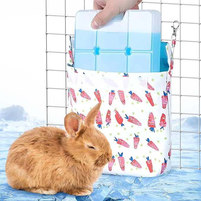 Hamiledyi Rabbit Cooling Pouch with Ice Pack - No Condensation Pad for Bunny Cage Accessories, Washable Cooling Mat for Sm...