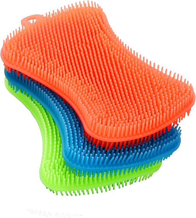 3PCS OstWony Silicone Dish Sponges, Super Food-Grade Silicone Sponges, Multi-Purpose and Efficient Sponge Kitchen Gadgets,...