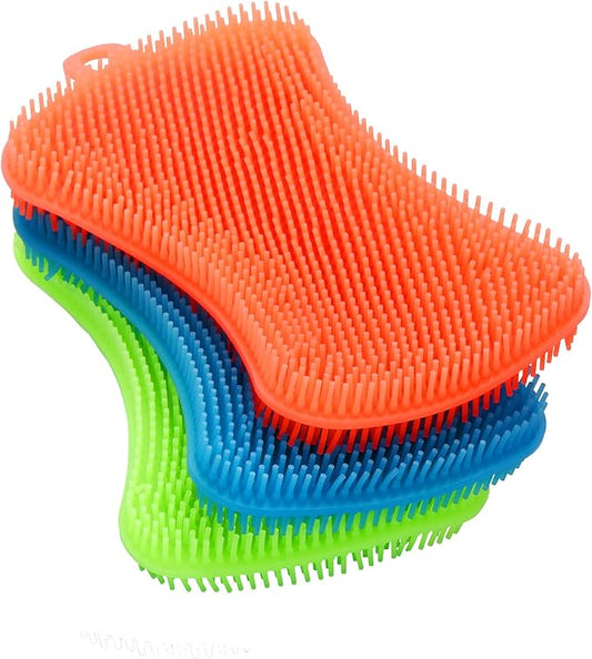 3PCS OstWony Silicone Dish Sponges, Super Food-Grade Silicone Sponges, Multi-Purpose and Efficient Sponge Kitchen Gadgets,...